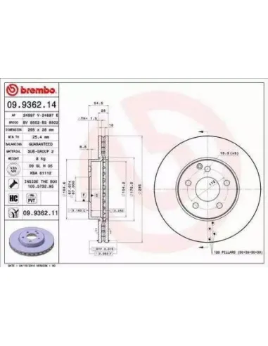 09.9362.11 Disco de freno Brembo