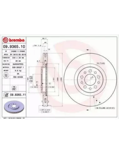 09.9365.10 Disco de freno Brembo