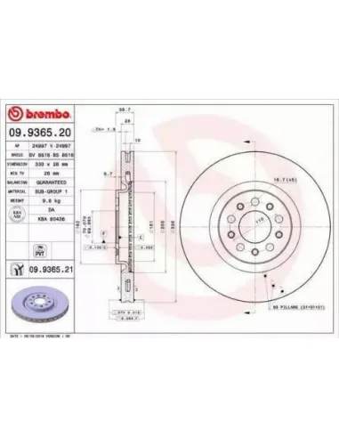 09.9365.20 Disco de freno Brembo