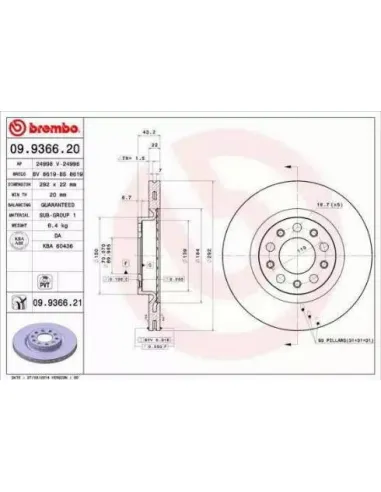 09.9366.20 Disco de freno Brembo