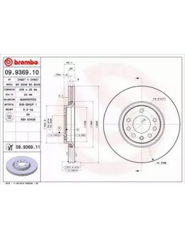 09.9369.10 Disco de freno Brembo