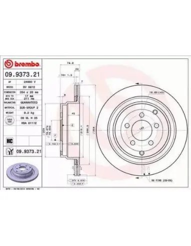 09.9373.21 Disco de freno Brembo