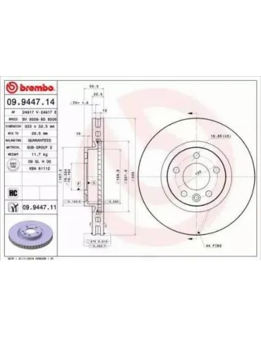 09.9447.11 Disco de freno Brembo