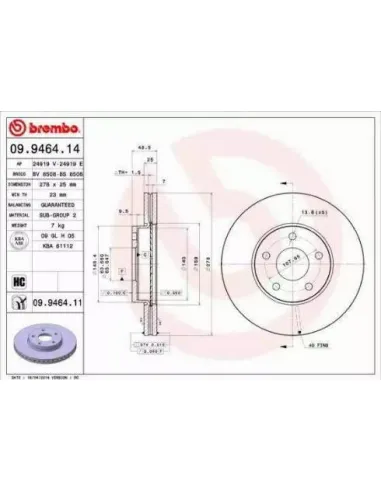 09.9464.11 Disco de freno Brembo