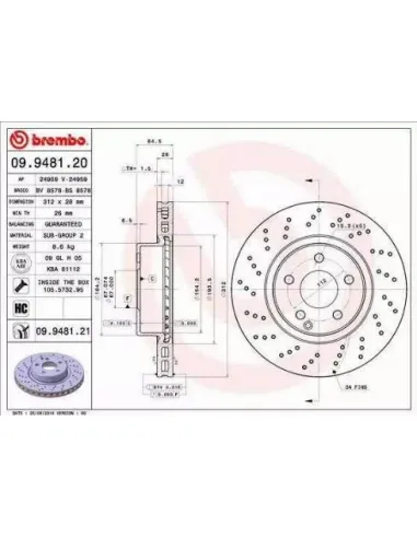 09.9481.20 Disco de freno Brembo