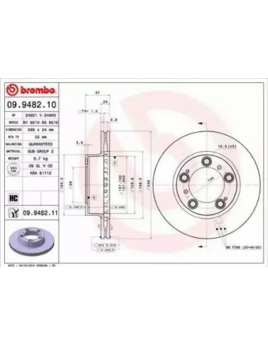 09.9482.10 Disco de freno Brembo