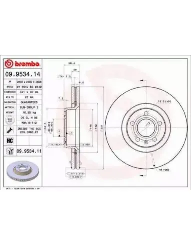 09.9534.11 Disco de freno Brembo