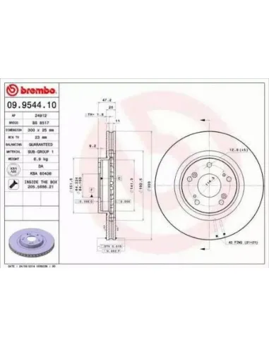 09.9544.10 Disco de freno Brembo