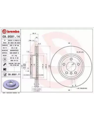 09.9581.11 Disco de freno Brembo