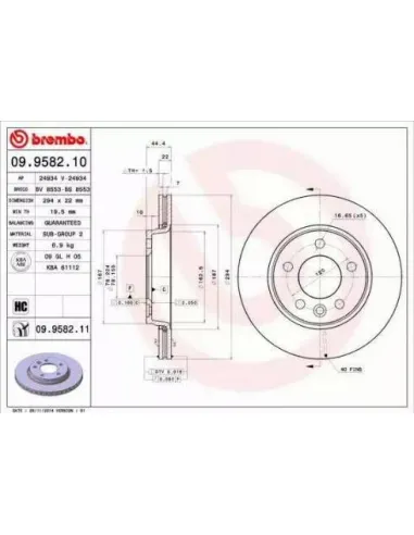 09.9582.10 Disco de freno Brembo