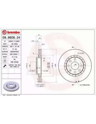 09.9608.24 Disco de freno Brembo