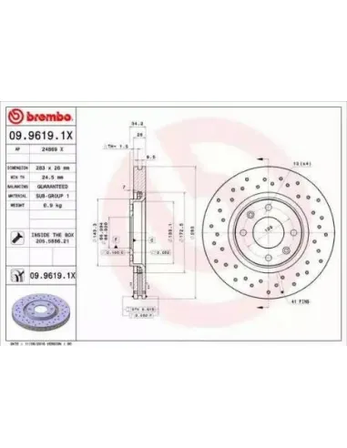 0996191X Disco de freno Brembo