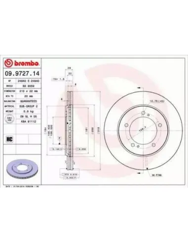 09.9727.14 Disco de freno Brembo