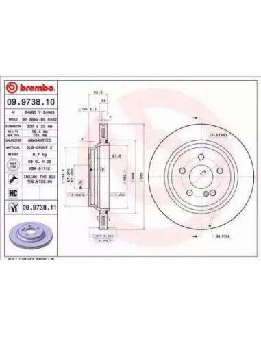 09.9738.10 Disco de freno Brembo