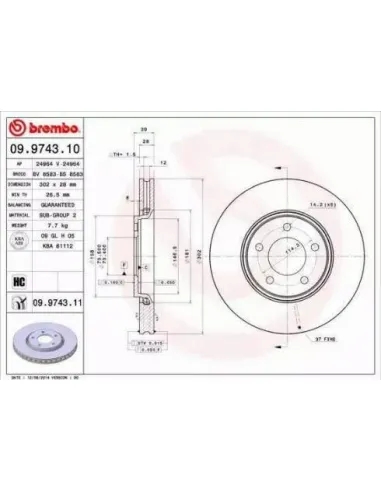 09.9743.10 Disco de freno Brembo