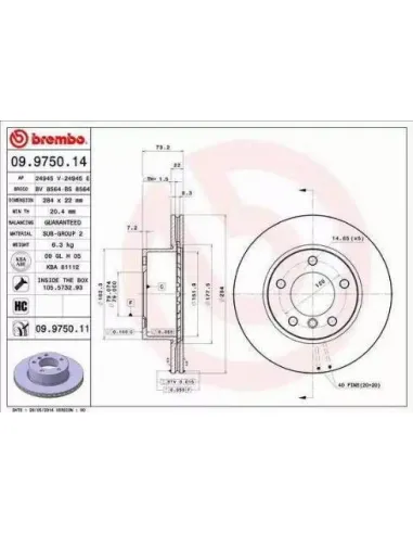 09.9750.11 Disco de freno Brembo