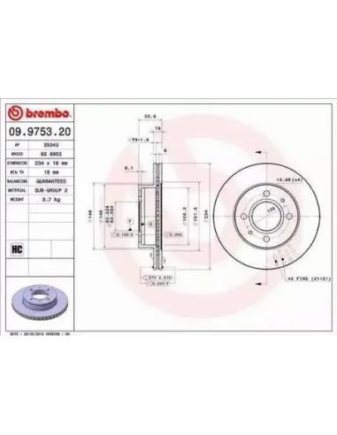 09.9753.20 Disco de freno Brembo