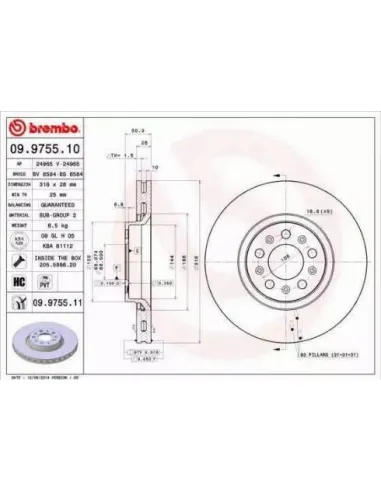 09.9755.10 Disco de freno Brembo