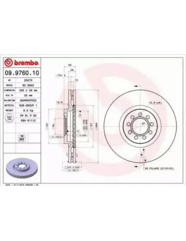 09.9760.10 Disco de freno Brembo