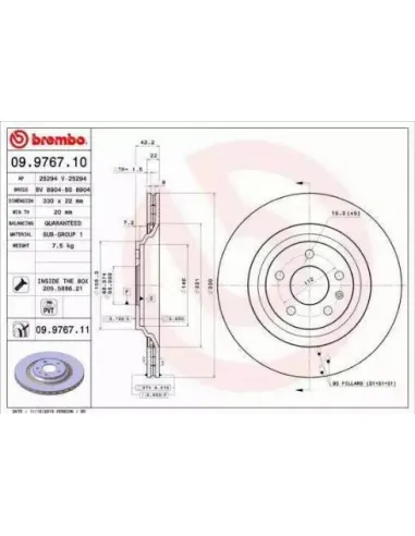 09.9767.10 Disco de freno Brembo