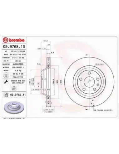 09.9768.10 Disco de freno Brembo