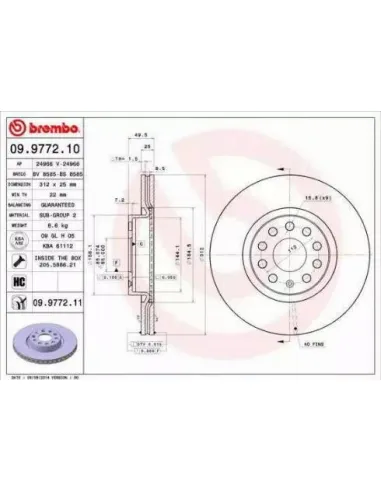 09.9772.10 Disco de freno Brembo