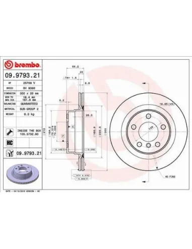 09.9793.21 Disco de freno Brembo