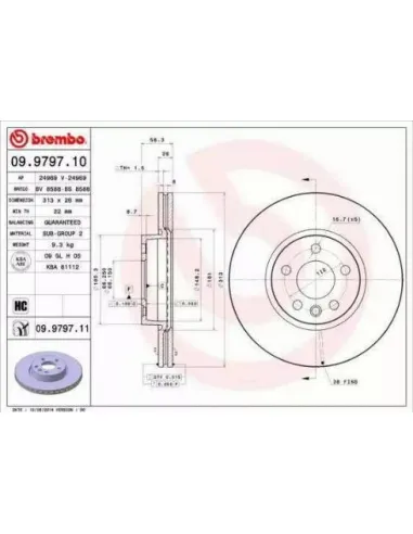 09.9797.10 Disco de freno Brembo