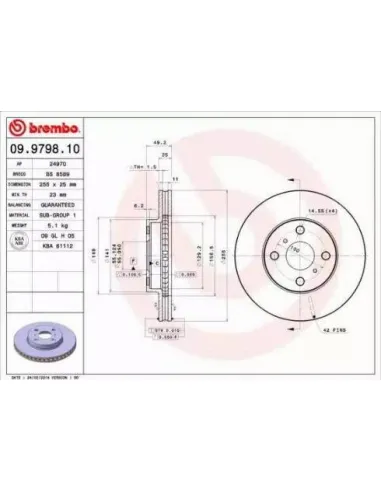 09.9798.10 Disco de freno Brembo