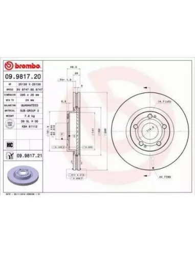 09.9817.20 Disco de freno Brembo