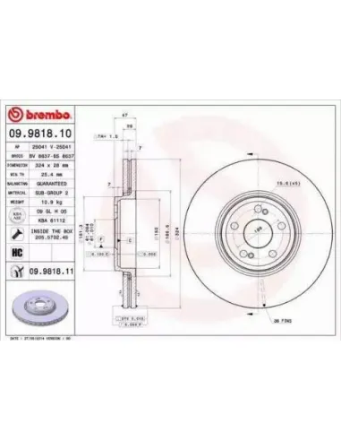 09.9818.10 Disco de freno Brembo