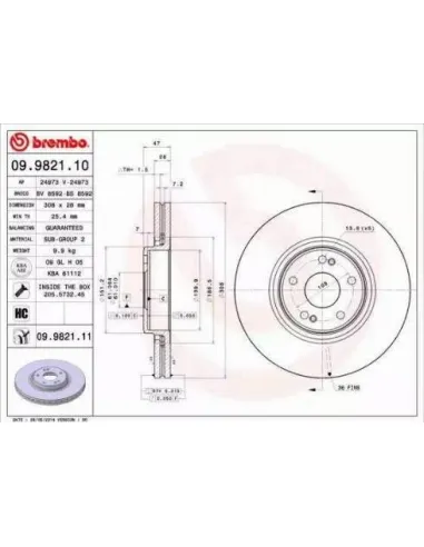 09.9821.10 Disco de freno Brembo