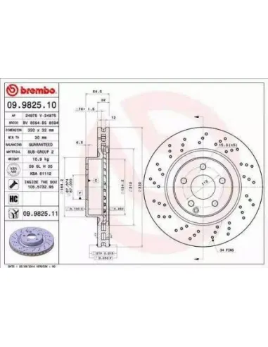 09.9825.10 Disco de freno Brembo