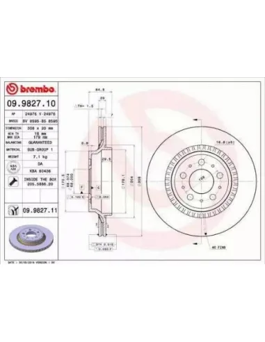 09.9827.10 Disco de freno Brembo