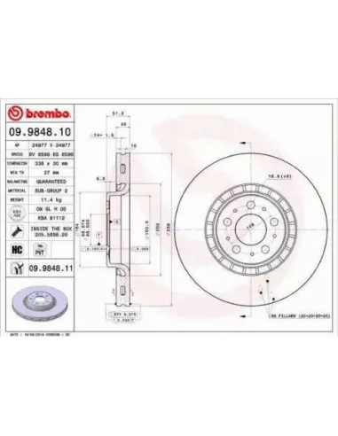 09.9848.10 Disco de freno Brembo