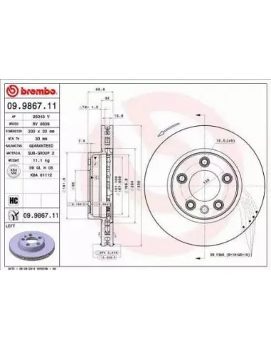 09.9867.11 Disco de freno Brembo