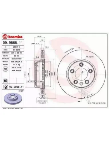 09.9868.11 Disco de freno Brembo