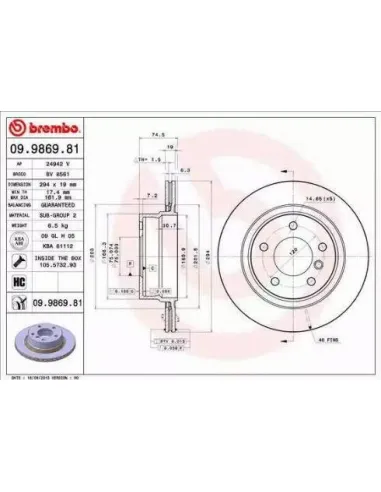 09.9869.81 Disco de freno Brembo