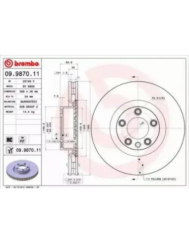 09.9870.11 Disco de freno Brembo