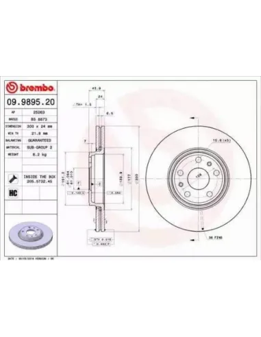 09.9895.20 Disco de freno Brembo