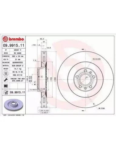 09.9915.11 Disco de freno Brembo