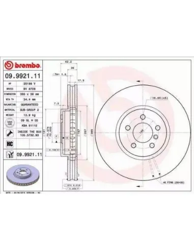 09.9921.11 Disco de freno Brembo