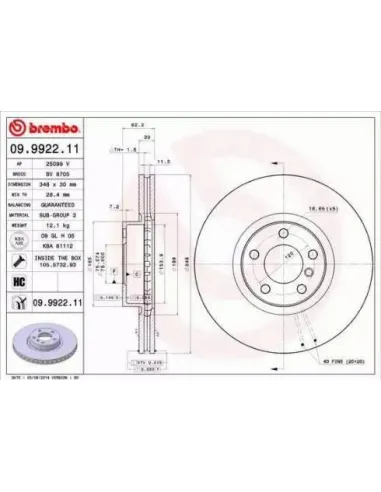 09.9922.11 Disco de freno Brembo