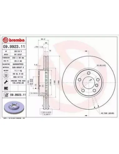 09.9923.11 Disco de freno Brembo