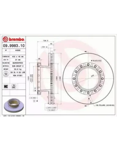 09.9983.10 Disco de freno Brembo