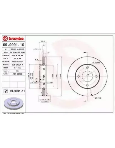 09.9991.10 Disco de freno Brembo