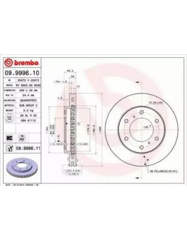 09.9996.10 Disco de freno Brembo