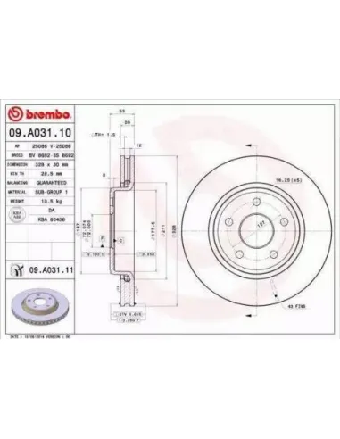 09.A031.10 Disco de freno Brembo