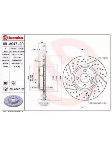 09.A047.20 Disco de freno Brembo