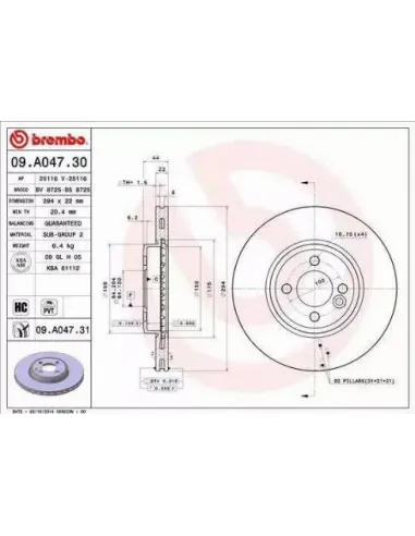 09.A047.30 Disco de freno Brembo